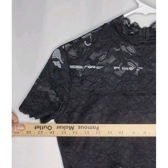Guess Sheer Lace Top Women XS Black Mock Zip Vtg Y2K Romantic Going-Out Coquette - Picture 5 of 7